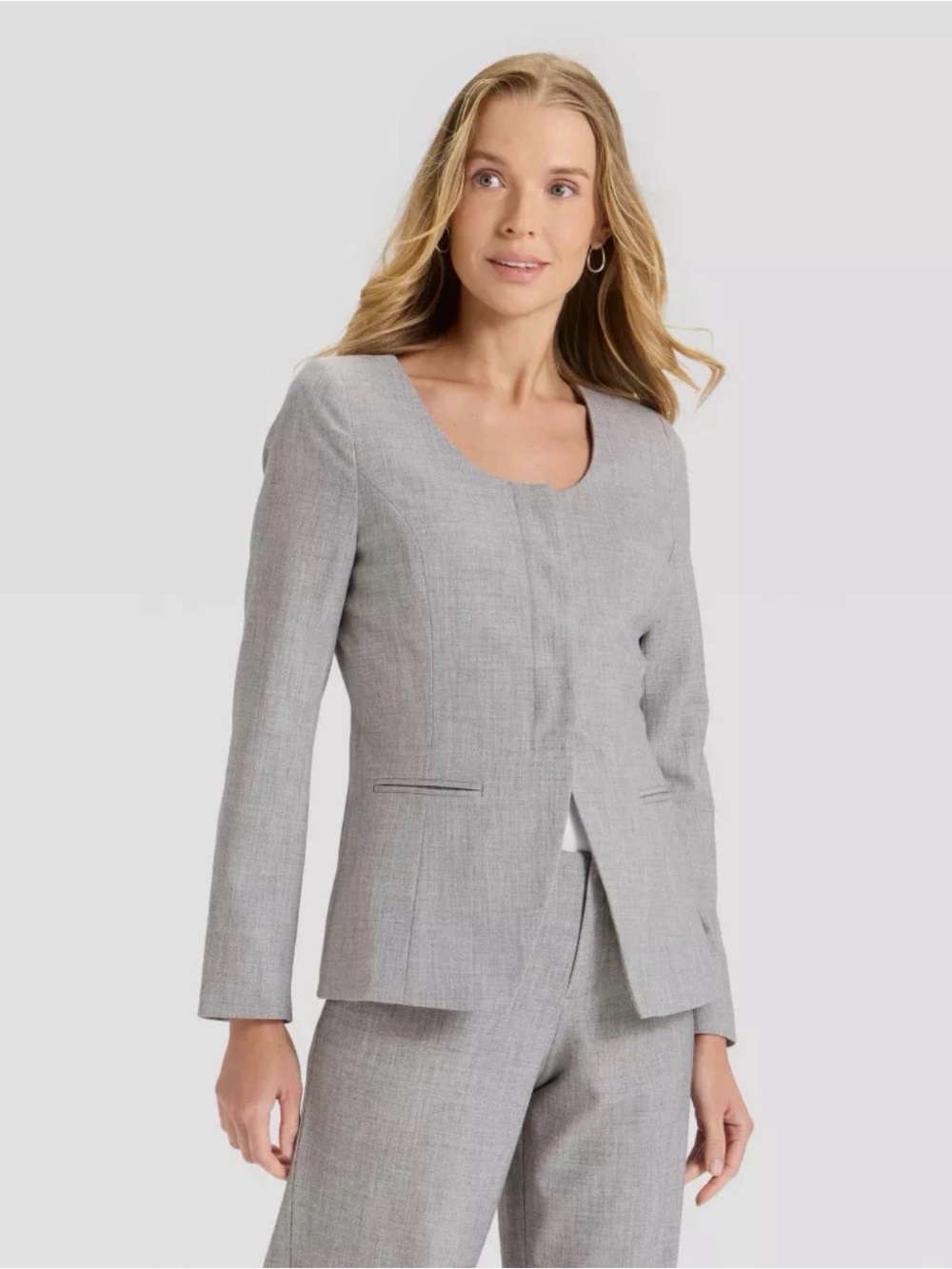 a new day Gray Collarless Tailored Blazer - Picture 3 of 9